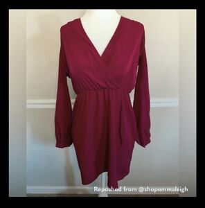 🩷LULUS Maroon Long Sleeve Dress